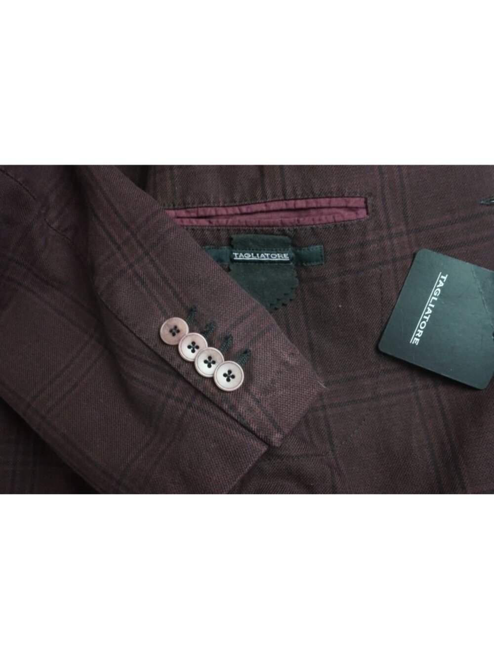 Tagliatore Merlot Red Plaid 100% Cotton Sport Coat Jacket Sz 46 BRAND NEW